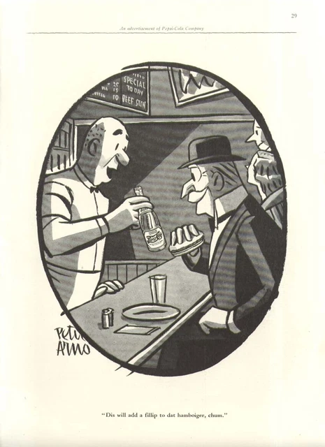 A filip to dat hamboiger Pepsi-Cola ad 1942 Peter Arno