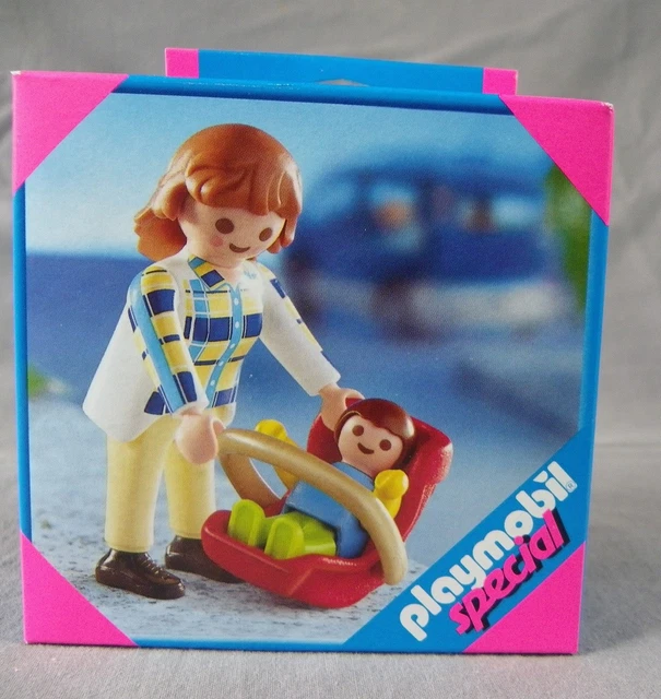 PLAYMOBIL VINTAGE POUSSETTE verte maman enfant jaune set 3597 de 1981