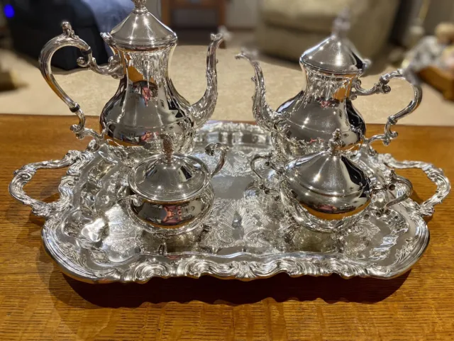 F.B. Rogers Lady Margaret Sterling Silver Plated Coffee & Tea Service