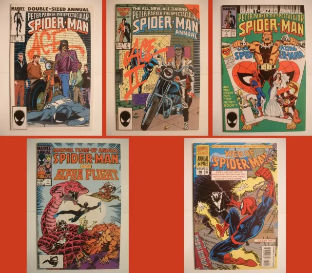Spider-Man Annual Mixed Lot - Marvel - Five Annuals! Spectacular! Web! Team-Up!