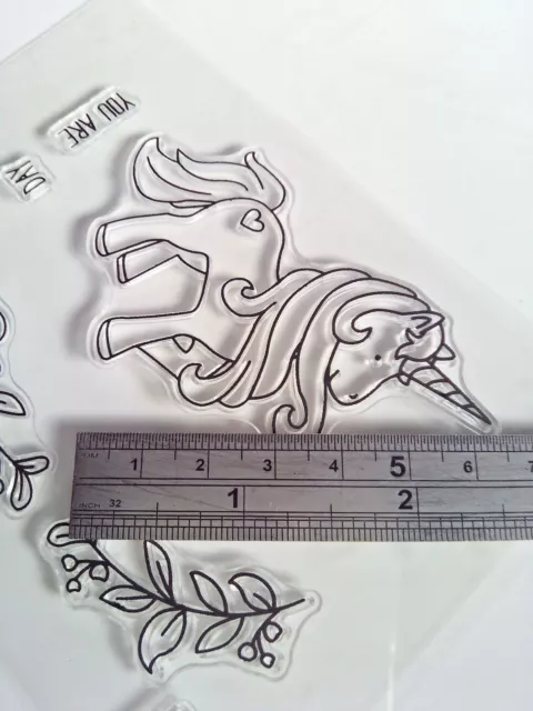 7 klare Silikon Stempel Stanzset Einhorn Sentiment Girlanden Kartenherstellung Sammelalbum 3