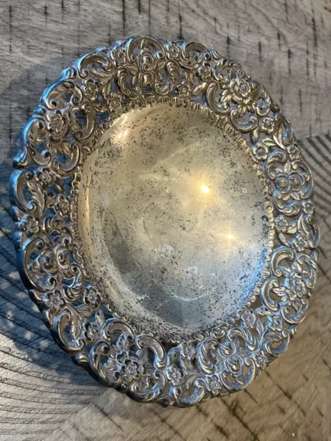 RARE Hallmark victorian relief repousse silverplate openwork bowl 032524aBZII