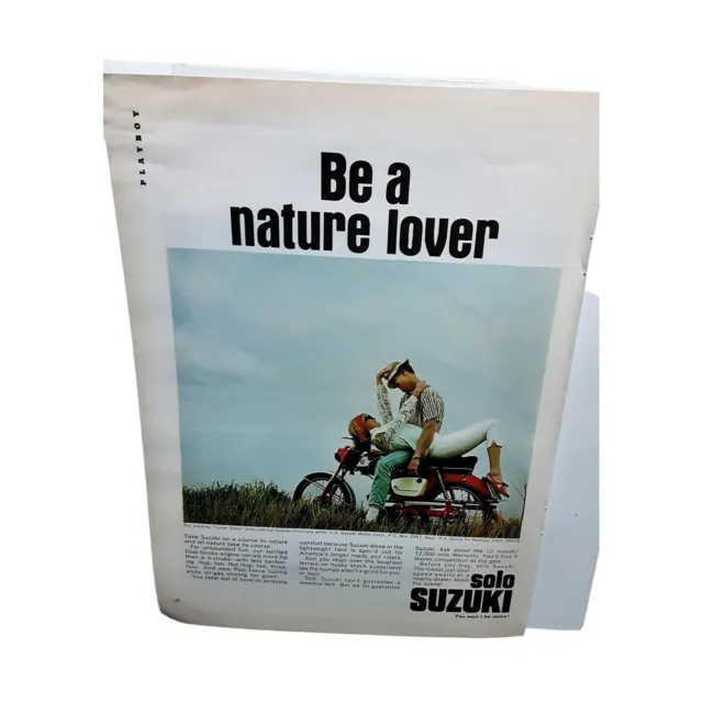 1967 Suzuki Solo Motorcycle Vintage Print Ad 60s Original