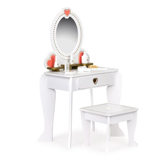 Gran tocador para niñas, tocador con taburete y accesorios
