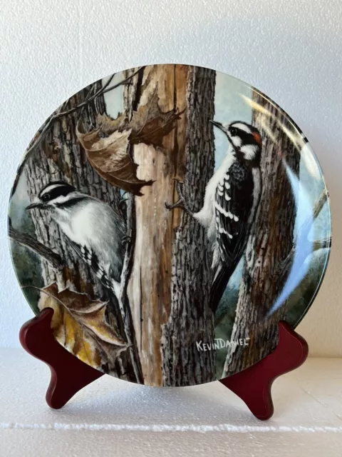 The Downy Woodpecker Plate by Kevin Daniel - 1987 - Edwin M. Knowles Fine China