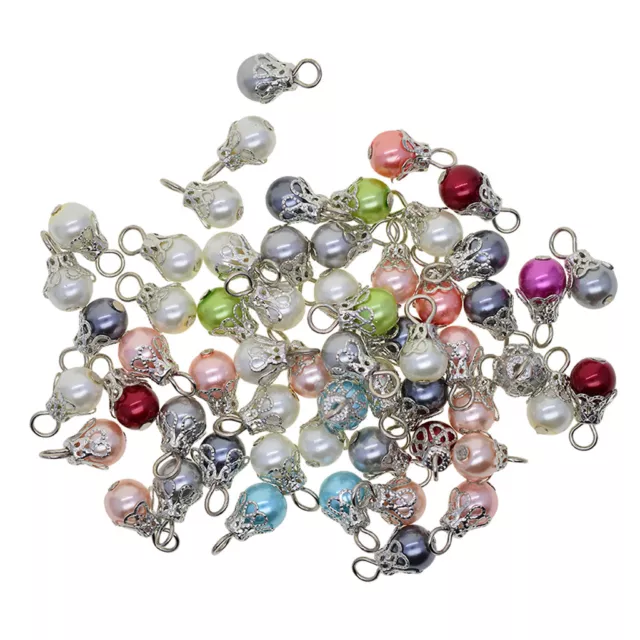 50x Perle filigrane Blume Charms Anhänger Schmuck machen Erkenntnisse DIY