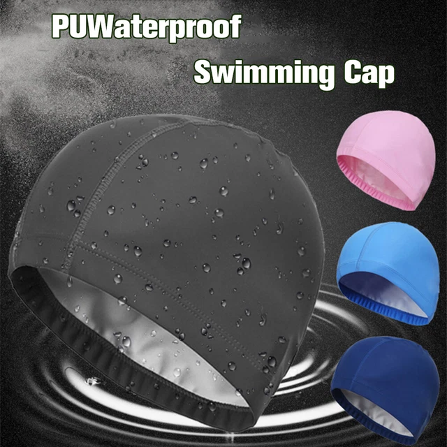 (Black + Blue) Swim Cap 2 Pack Comfortable Flexible Swimming Hats