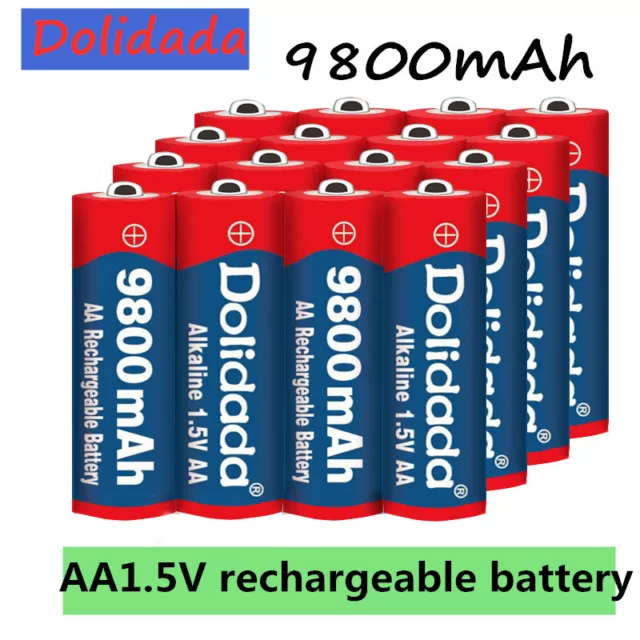 1/2 Stck. 1,5 V AA Batterien 9800mAh Wiederaufladbarer Akku für Taschenlampe Taschenlampe (L)