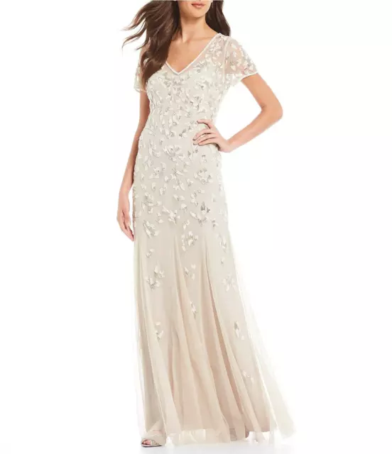 Adrianna Papell Beaded Godet Gown 10B 2249