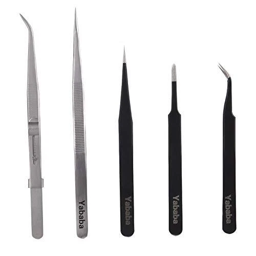 Precision Tweezers Set, Pointed Anti-Static Stainless Steel Long Tweezers Kit...