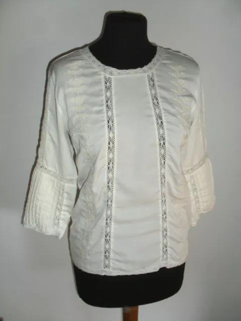 BELLA CAMICIA BLUSA  SISLEY CON PIZZO E MERLETTO  Tg. XS  COMPRALO SUBITO