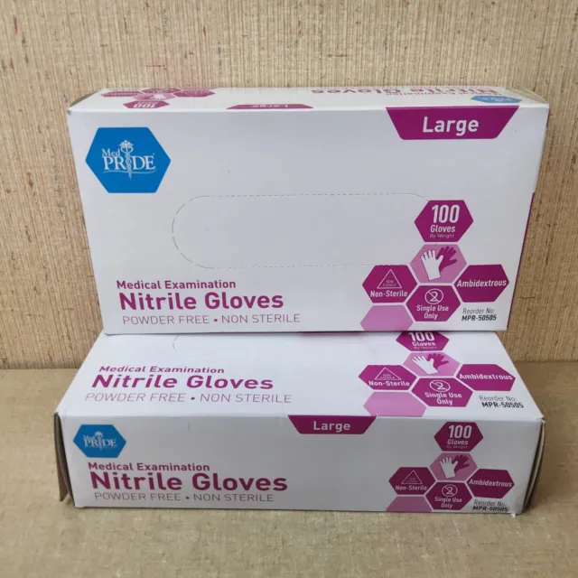 Medpride Medical Exam Nitrile Powder Free Gloves Large 200CT