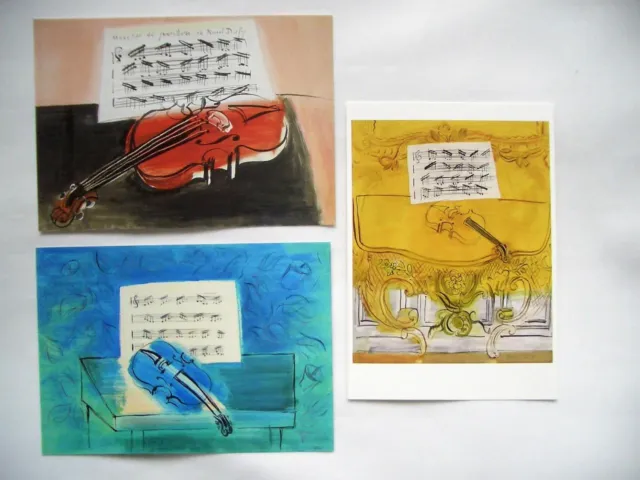 RAOUL DUFY*Postkarte*Musik*Blaue Geige*Rote Geige*Gelbe Konsole mit Violine*A6*