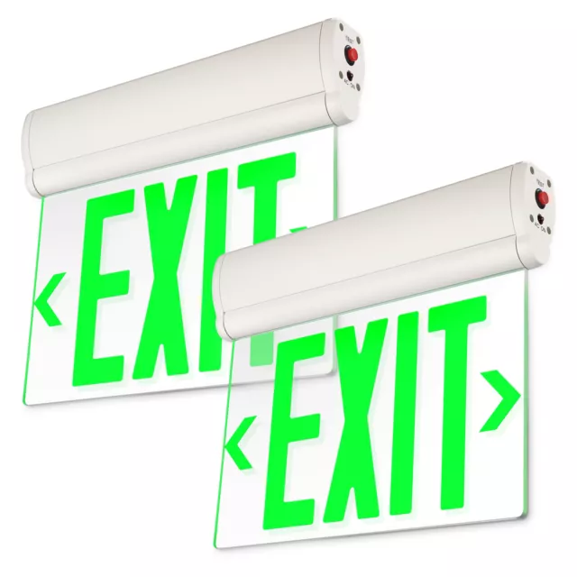 2-Pack LED Edge Lit Exit Sign, with Rotating Clear Panel, Single Acrylic Face