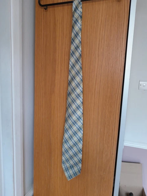 Cravatta Blu Con Paisley Marroni In 100% Seta - Foto 5