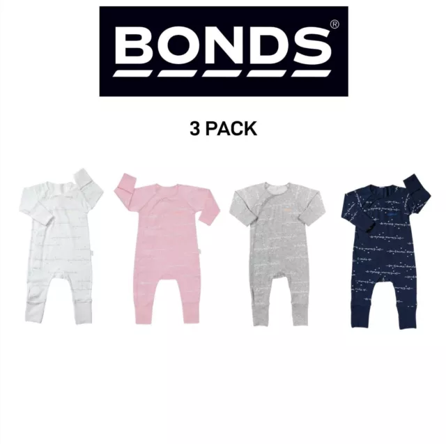 Bonds Baby Newbies Coverall Super Soft Cozysuit & Stretchable Fabic 3 Pack BXQBA