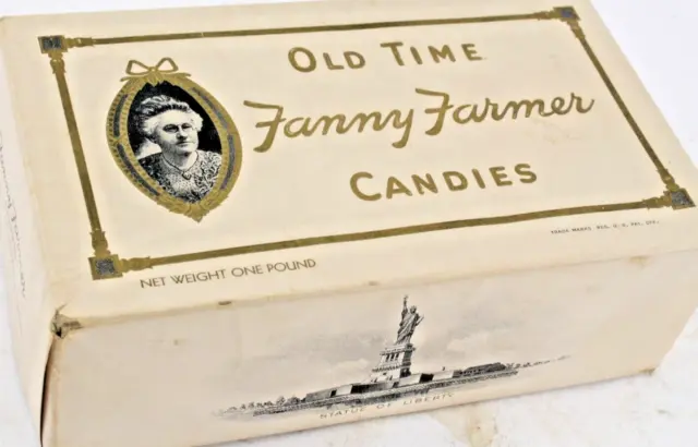 Vintage One Pound Fanny Farmer Old Time Candies Box Statue Liberty Rochester NY