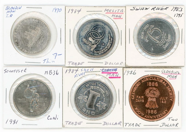 6 pc Lot of Manitoba Canadian Municipal Tokens - No Duplicates
