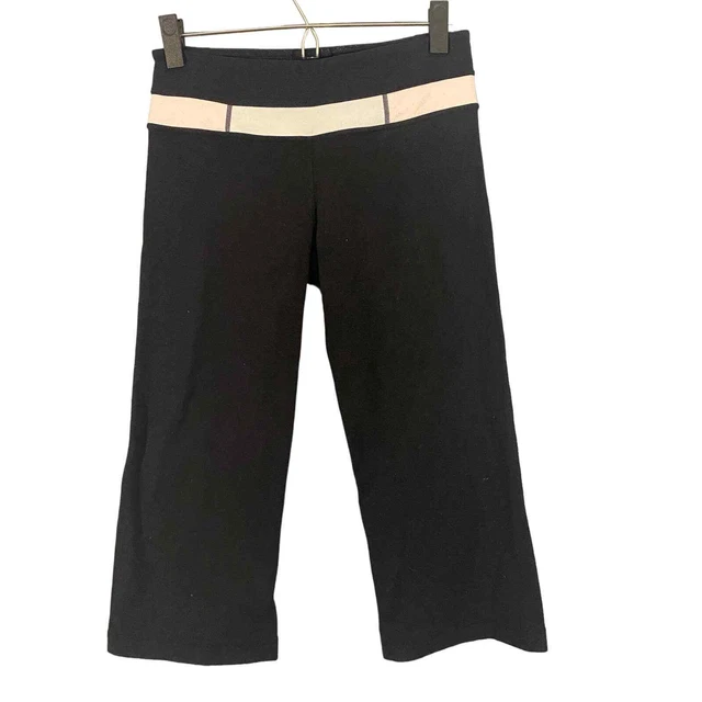 Lululemon Black Wide Leg Groove Capri Cropped Workout Leggings Women Sz 6