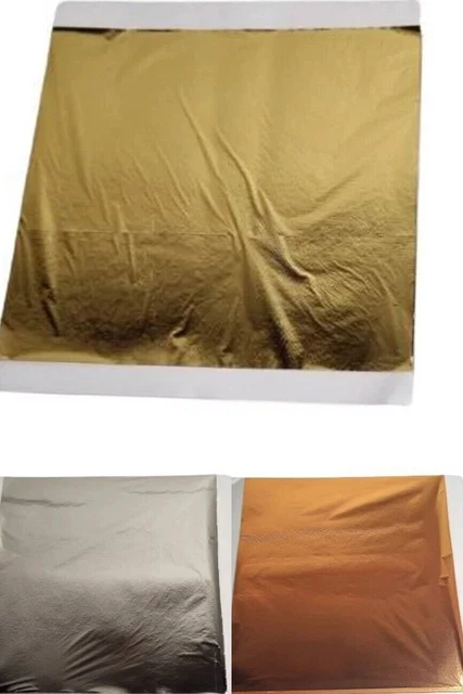 100 Fogli Metallo Argentato 8.5x8.5cm - Foglia Imitazione Argento Per Artigianato E Decorazione - Foto 2