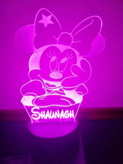 Personalised 3D Multicolour Led Minnie mouse Night Light kids bedroom