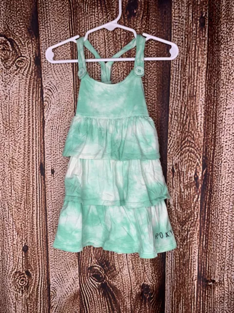 Roxy Teenie Wahine Toddler Girl’s Tiered Tank Top Green Tie Dye Size 2T