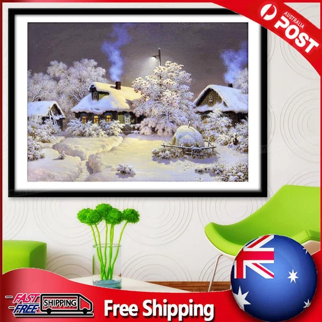 5D DIY Diamonds Drawing Creative Snowhouse Landscape Picture Crystal Home Decor