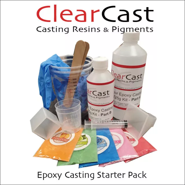 ClearCast Epoxy Water Clear Casting Resin 750g Starter Kit. Resin Pigments Tools