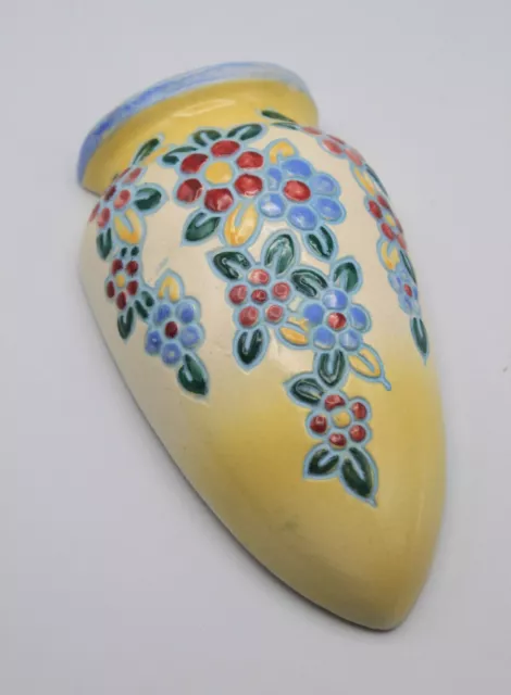 Vintage Japan MCM Hand Painted Pottery Floral Wall Pocket