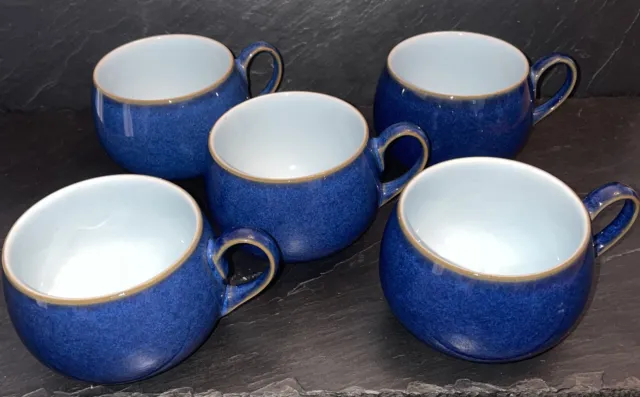 Denby Blue 5x Tea Cups and Saucers.