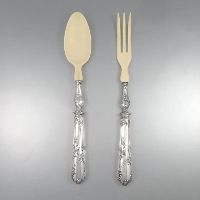 Antique French Sterling Silver Clad Salad Set, Louis XV Style, Page Frères, 1901 3