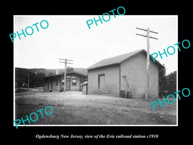 OLD LARGE HISTORIC PHOTO OF OGDENSBURG NEW JERSEY ERIE RAILROAD STATION c1910 2