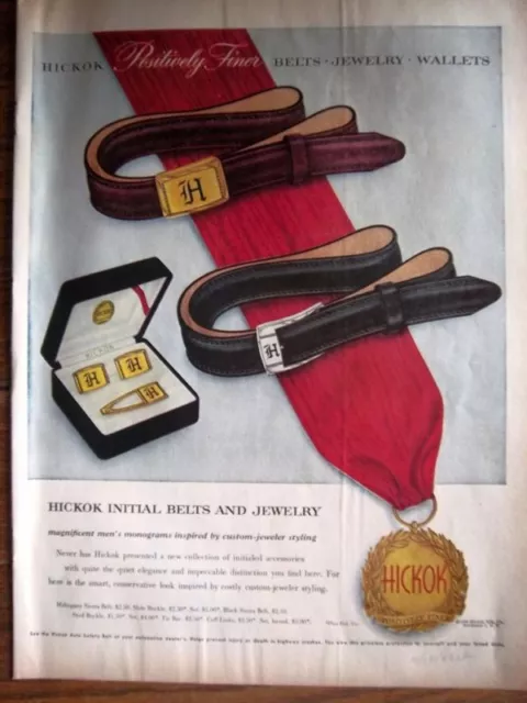 1956 Hickok Initial Belts and Jewelry Full page Ad