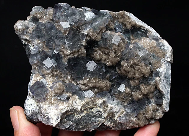 428g  New Find  Blue Echelonment FLUORITE&Milky Quartz Mineral Specimen/China 1