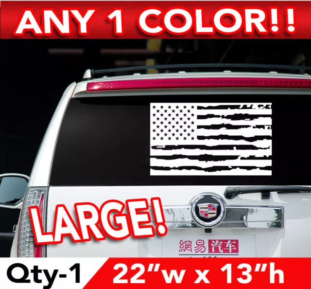 AMERICAN FLAG GRUNGE STYLE LARGE WALL OR WINDOW DECAL STICKER 22"w  x 13"h