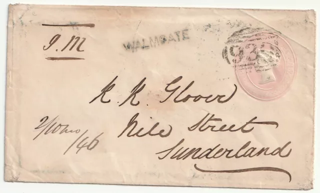 1846 1d PINK ENV =930= NUMERAL YORK + WALMGATE SUB PO TO R? GLOVER SUNDERLAND