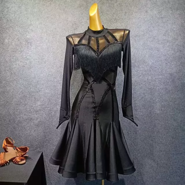NEW Latin Ballroom Dance Dress Modern Salsa Waltz Standard Long Dress#G268
