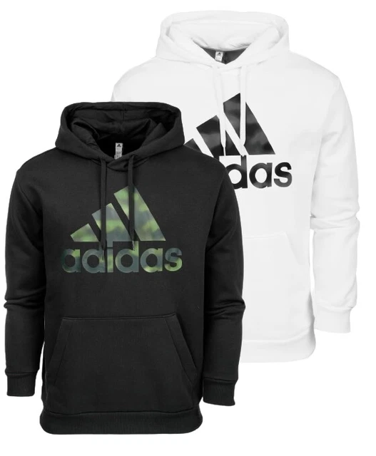 Felpa con cappuccio uomo Adidas pullover Essentials stampa mimetica pile allenamento fitness