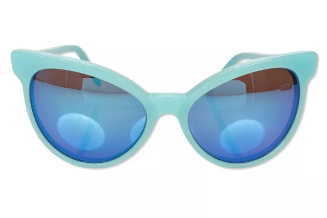 WILDFOX Sunglasses Le Femme Cat Eye Light Blue Frame Mirror Lens Rare