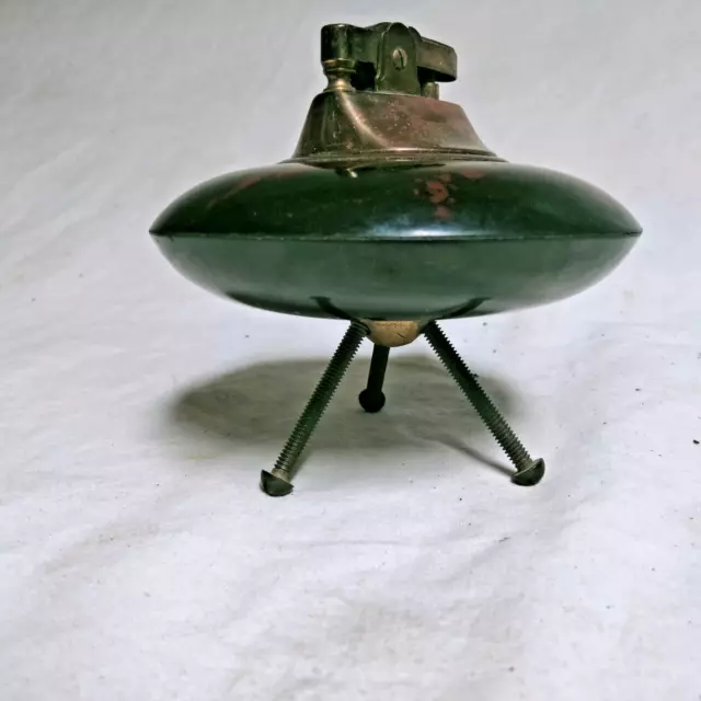 RARE mid-century ATOMIC cigarette lighter 60s flying saucer vintage retro tripod