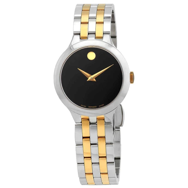 Movado Veturi Quartz Black Museum Dial Two-tone Ladies Watch 0607419