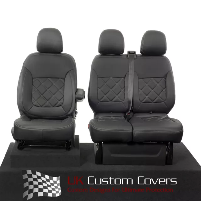 Renault Trafic Crew Van (2014+) Double Diamond Leatherette Front Seat Covers 664