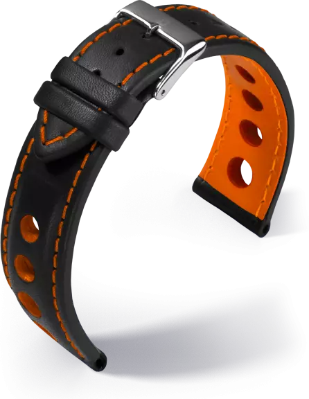 Cinturino Orologio da Corsa Paisley Vitello Cuoio Liscio Arancione 20mm 22mm18mm