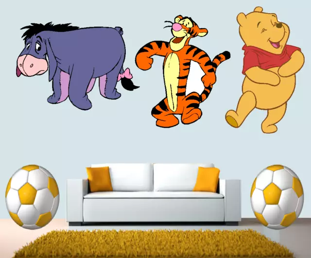 3 x Winnie Pooh Tigger Eeyore Wandaufkleber Poster Vinyl Wandbild Kunst Aufkleber