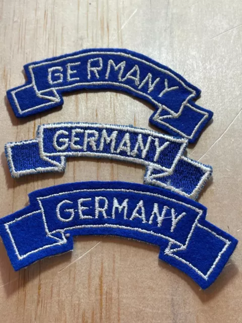 WWII/Post? 3-US ARMY TAB SCROLL PATCHES-GERMANY-ORIGINAL VARIANTS! BEAUTIES!