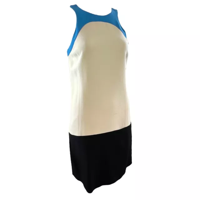 EMILIO PUCCI Colour Block Blue White Black Simple Wool Shift Dress IT38 XS