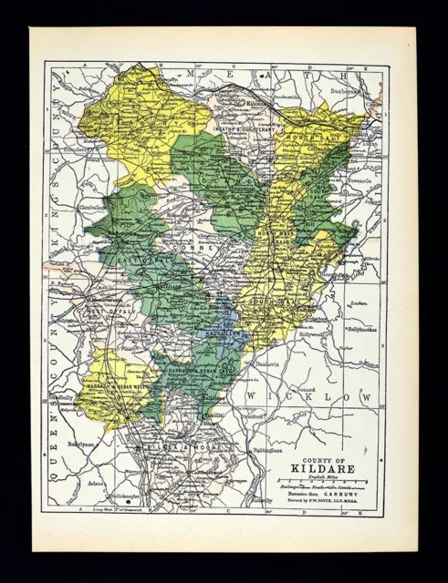 1900 Ireland Map Kildare County Edenderry Nass Athy Newbridge Celbridge Leixlip