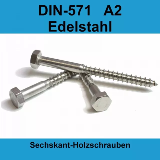 M10 DIN 571 Holzschrauben A2 Edelstahl Sechskant Schlüsselschrauben Holzbau M10x