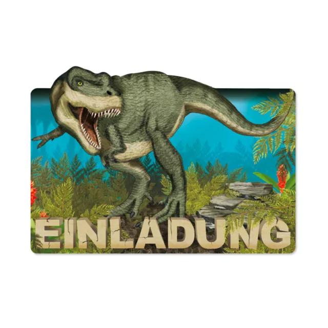 Stanzkarte Kindergeburtstags-Einladungs-Set "TapirElla - T-Rex" (8 Stück) 2