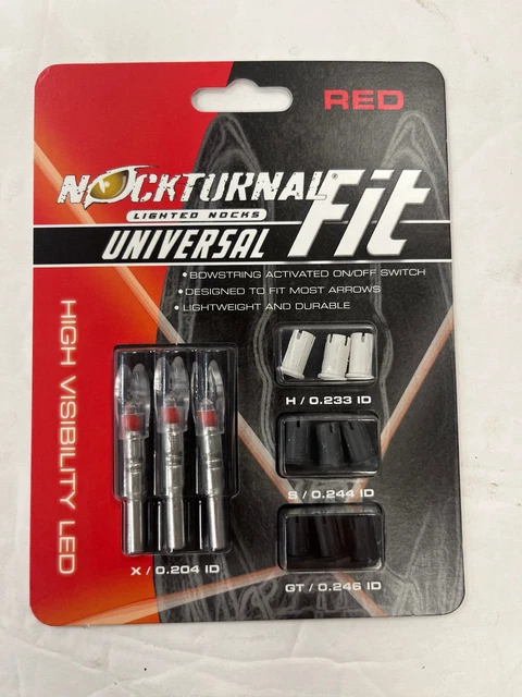 Nockturnal Universal Fit Lighted Nocks Red NT-302 High Vis LED